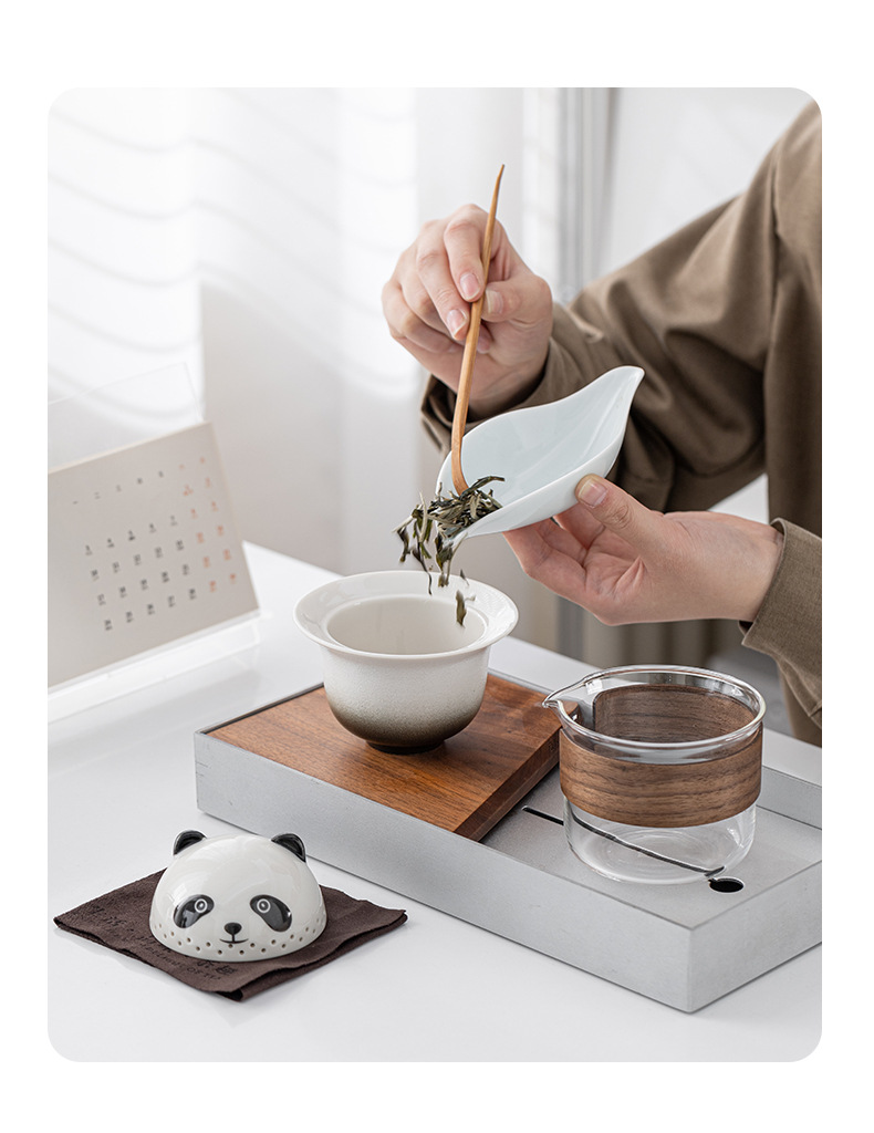 360°熊猫快客杯旅行茶具套装便携式防烫泡茶器扳手礼品可加logo详情16