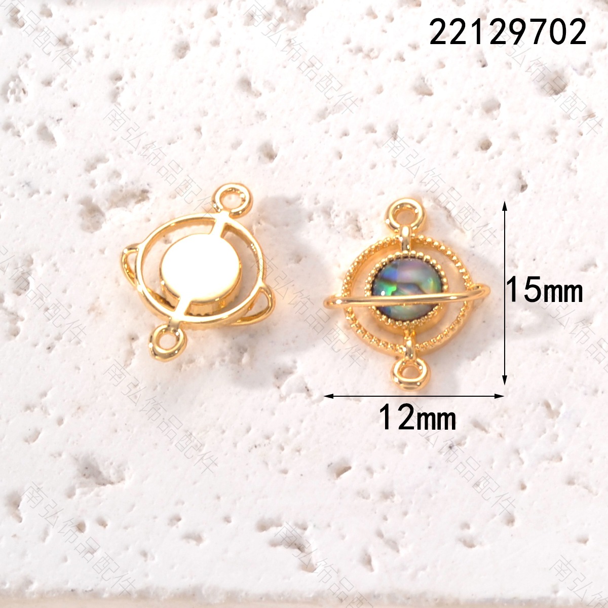 Copper-plated 18k gold pearl necklace pendant with abalone, shell and planet tag, high-end DIY jewelry accessory pic 4