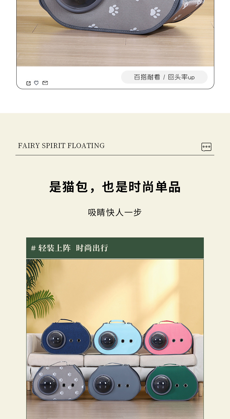 Rongka Pet Cross-border foldable breathable Cat Bag, portable crossbody and hand-held pet bag, Space Visible cat bag pic 5