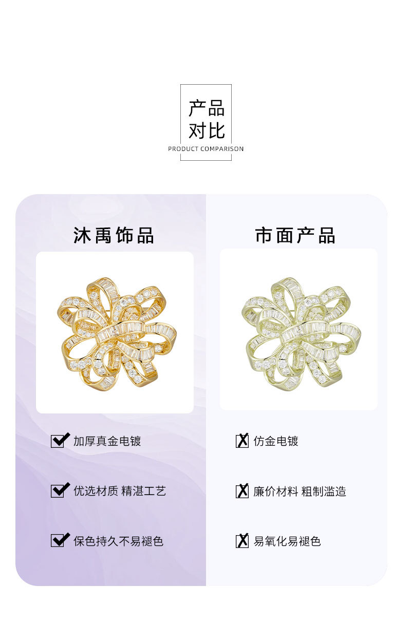 高级感微镶满锆立体蝴蝶结胸针时尚百搭西装外套配饰胸花新款别针详情14