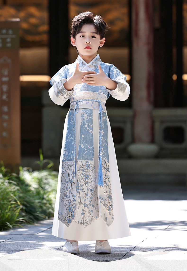 国潮新款儿童汉服演出服套装男童汉服夏薄款新中式儿童国风汉服批发详情1