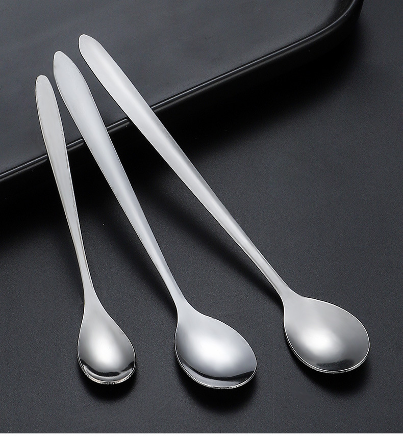 尖尾日韩不锈钢餐具蜂蜜长柄搅拌咖啡勺甜品茶勺冰勺礼品激光logo详情13