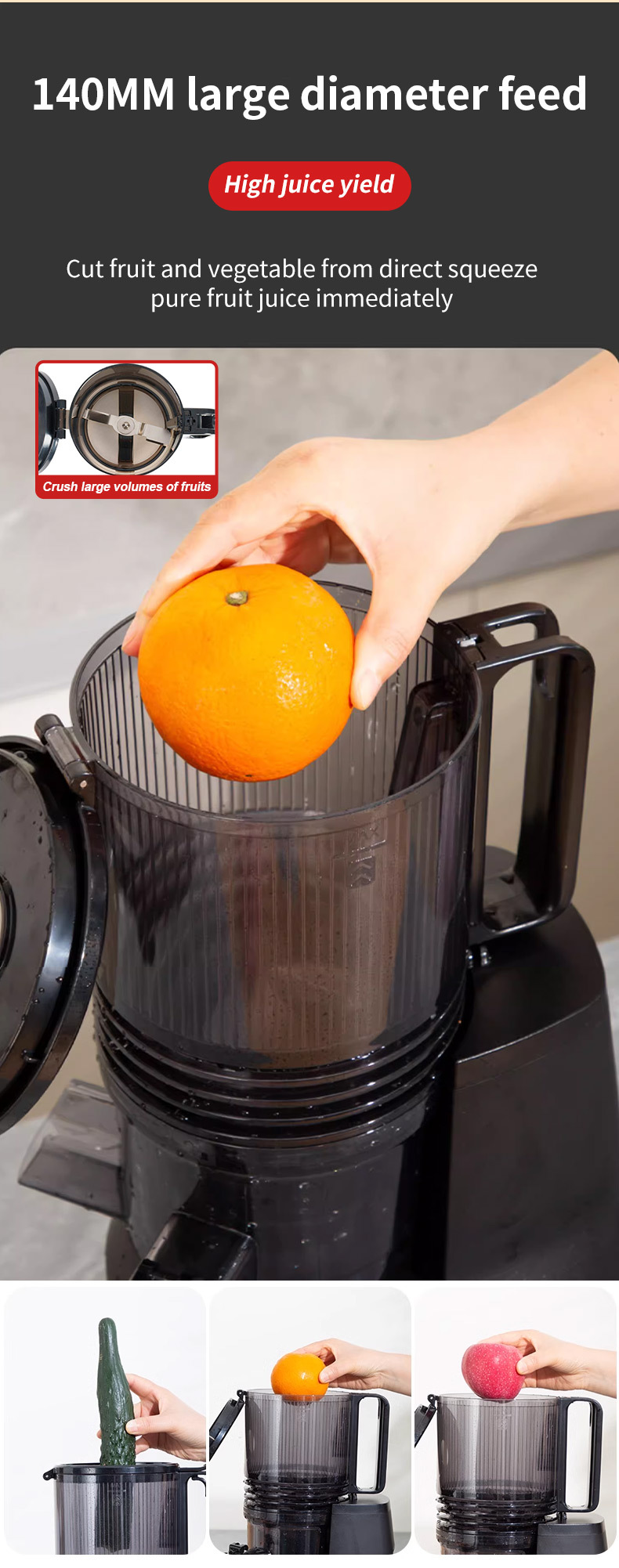Foreign trade export SOKANY01009 juicer, large-diameter slow juicer, 800W multi-functional household juicer pic 6