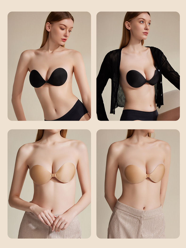 Wholesale of thin round cup breast stickers, smooth shoulder straps, close-fitting underwear, breathable, seamless, invisible halter straps, wedding lotion stickers pic 12