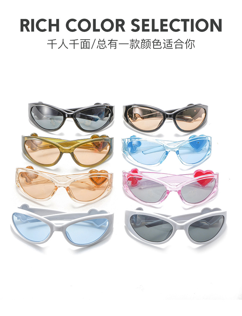 New cross-border fashion heart-shaped sunglasses, Internet celebrity personality Y2K millennium Spice Girl style jelly gummy heart sunglasses pic 4