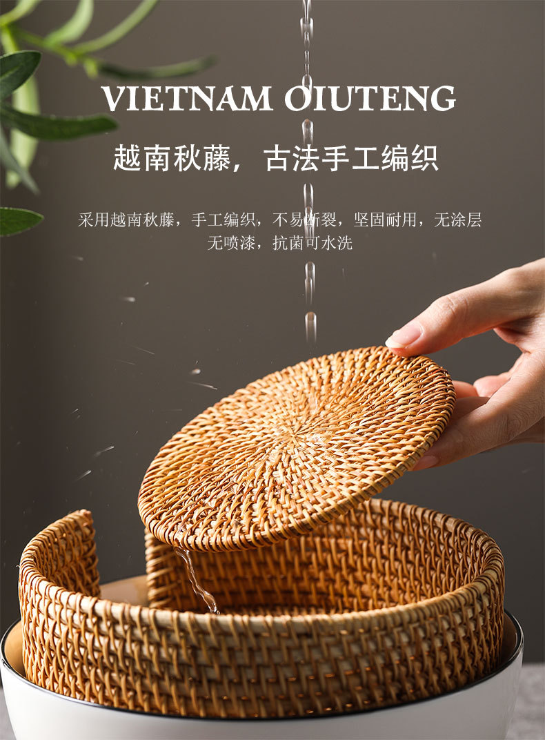 日系餐桌垫手工藤创意餐垫民宿餐桌碗垫盘子垫隔热垫防滑垫子批发详情7