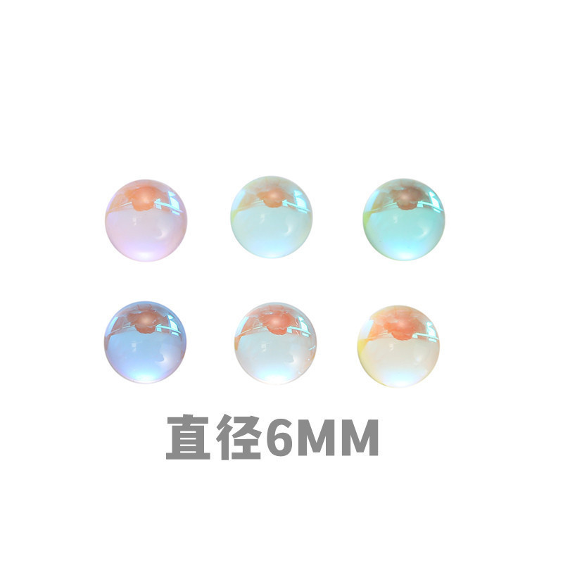 人鱼珠透明幻彩美甲钻圆形平底烫钻水晶玻璃美甲饰品摩卡钻水钻详情1