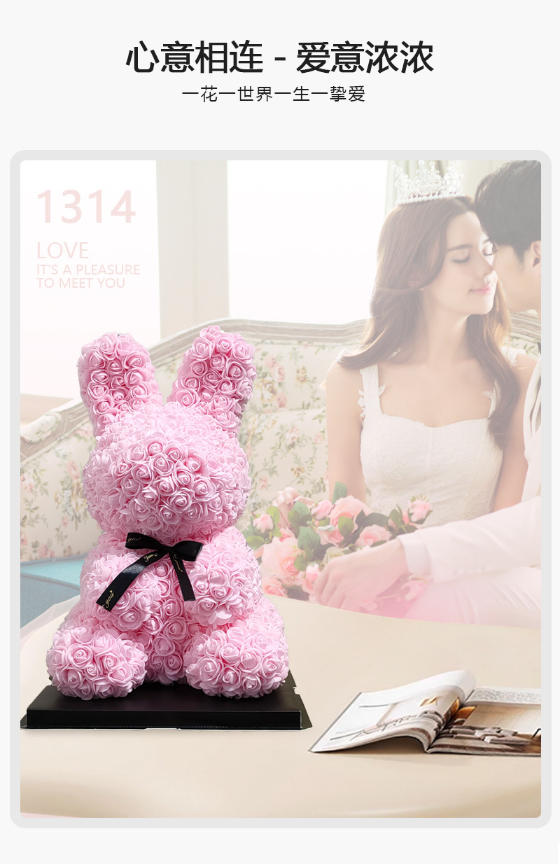 国潮生日礼物520情人节礼物母亲仿真永生玫瑰花兔子送女友闺蜜创意礼详情4