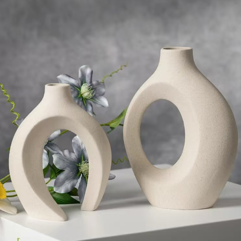 Nordic-style ceramic vases and flower arrangements, high-end and niche living room entrance hall home decoration vases and ceramic flower vases pic 8
