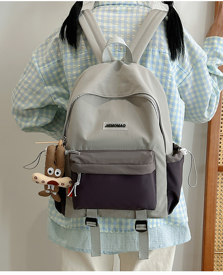 跨境新款学院风百搭双肩包初高中学生上课书包撞色洋气轻便双背包详情15