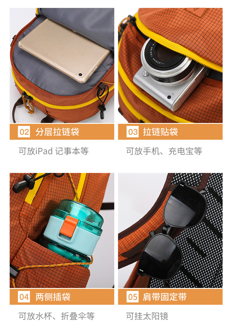 新款户外尼龙双肩包大容量防水休闲旅行背包详情11