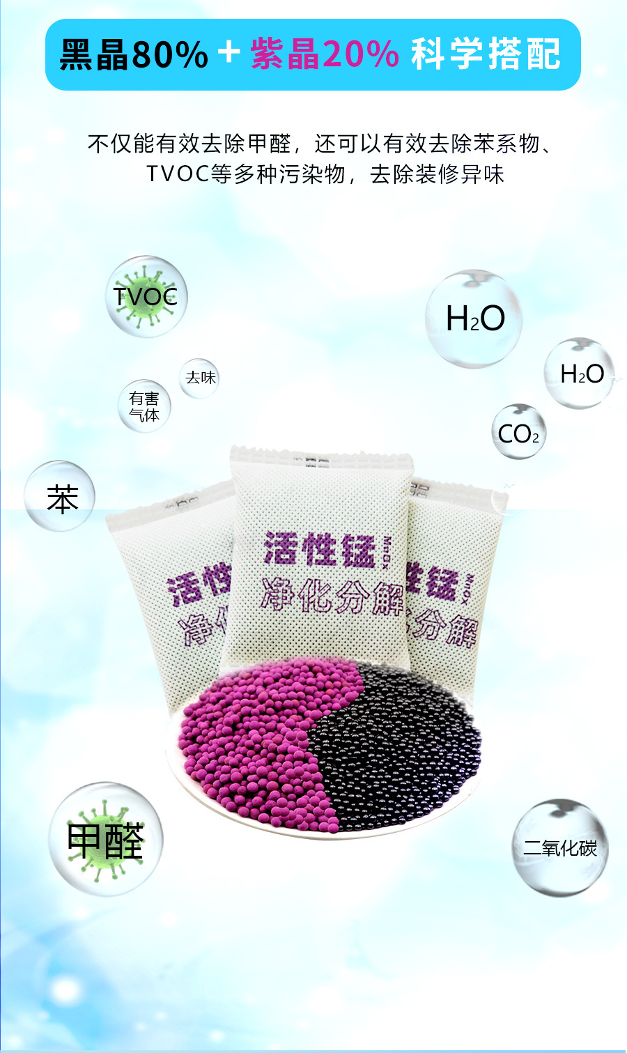 【绿宁环保】活性锰除甲醛可变色活性炭新房家用装修除甲醛除异味详情4