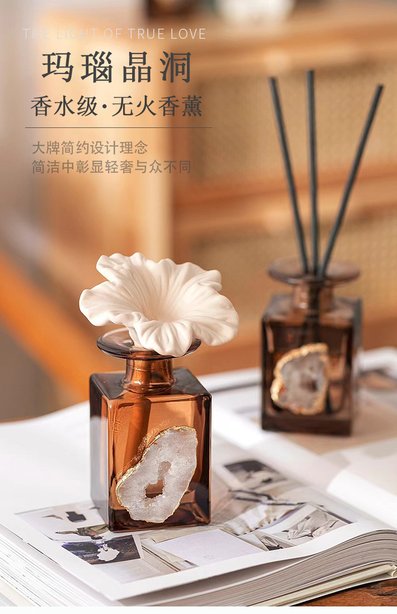 Wholesale of household agate crystal cave flameless liquid aromatherapy essential oil fragrance, indoor home decorations, and niche souvenirs pic 1
