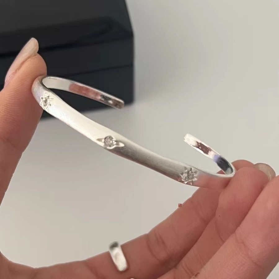 S925纯银拉丝星芒手镯高级感气质设计通体银精致手饰情人节礼物手环详情6