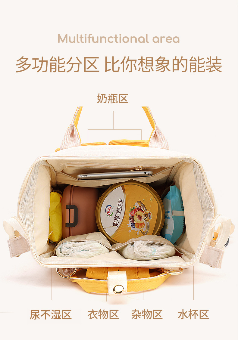 妈咪包工厂直销新款母婴包多功能尿布包妈妈包跨境尿垫保温包双肩详情3
