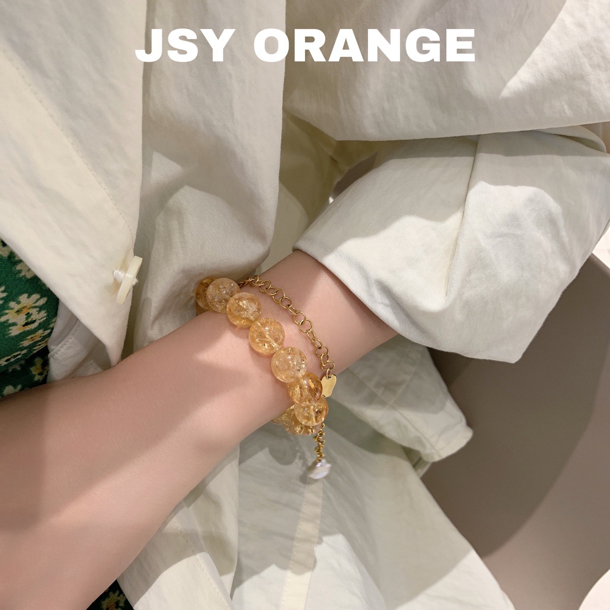 JSY【星汉灿烂】原创天然阿赛斯特莱黄水晶手串招财运礼物高级感详情10