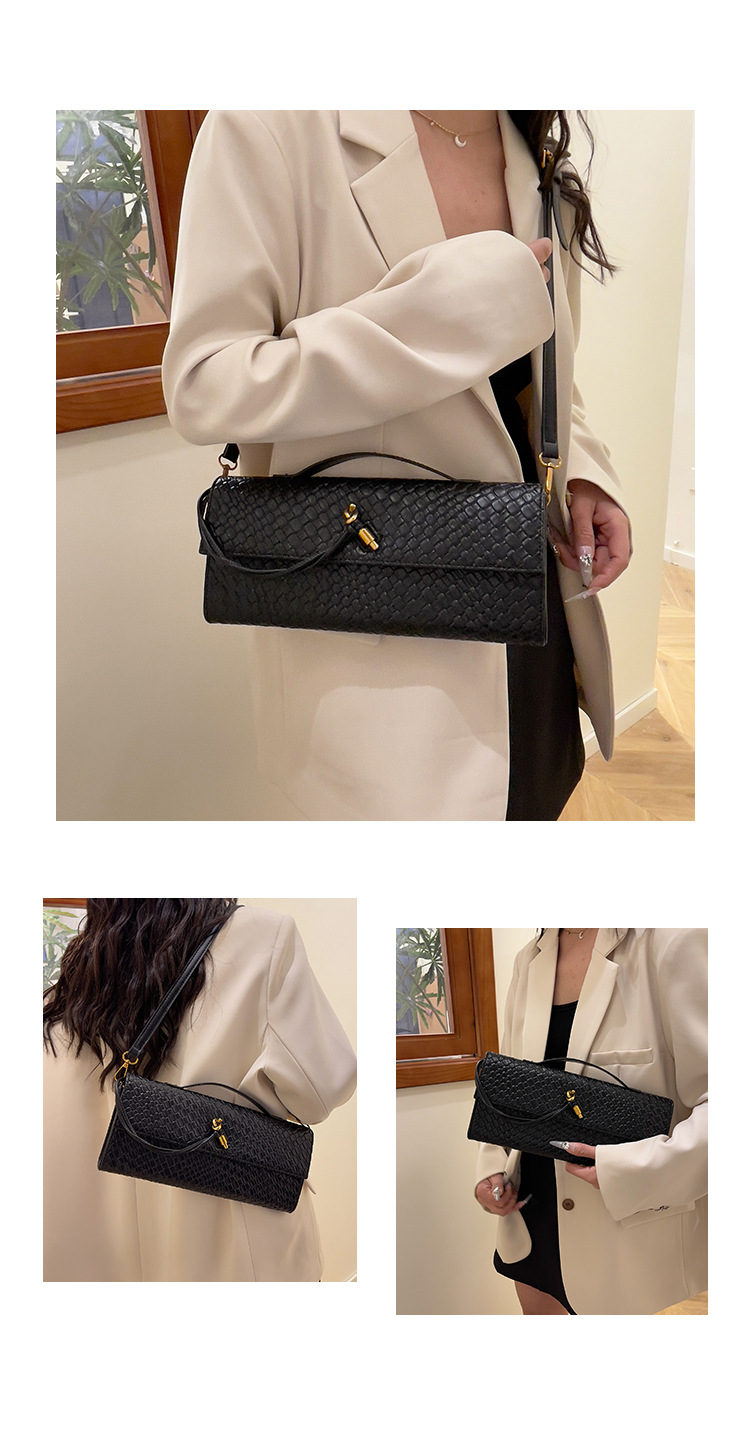 A new cross-border woven pattern single-shoulder crossbody bag with a retro texture, a hand-held baguette bag, and a versatile and elegant evening clutch pic 12