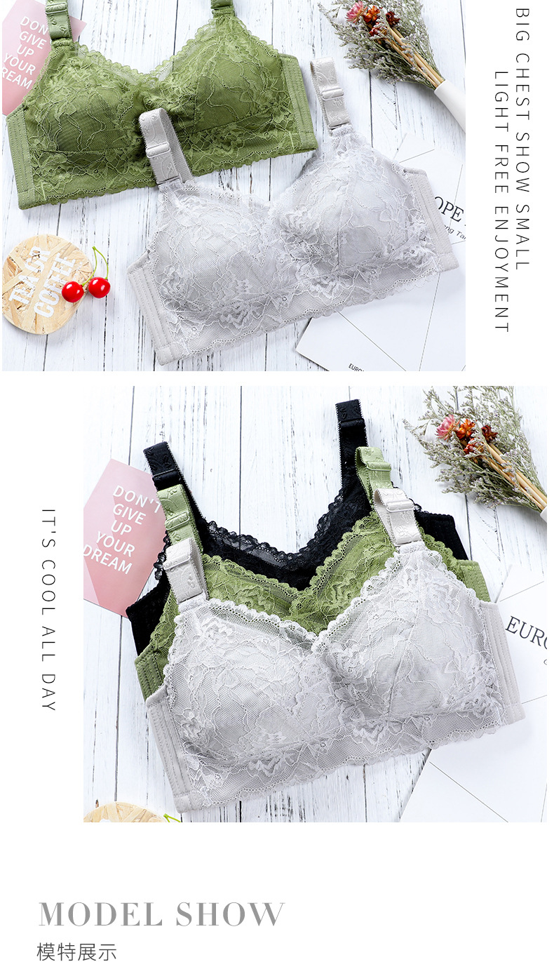 全罩杯大胸显小文胸薄款无钢圈内衣女聚拢防下垂收副乳调整型胸罩详情15
