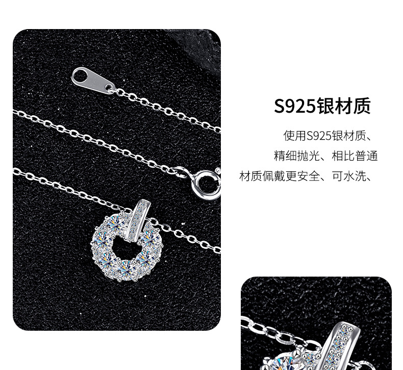 Baojia Full Diamond Small round Brand necklace for Women, simple and versatile collarbone chain jewelry manufacturer, in stock S925 sterling silver moissanite pic 11