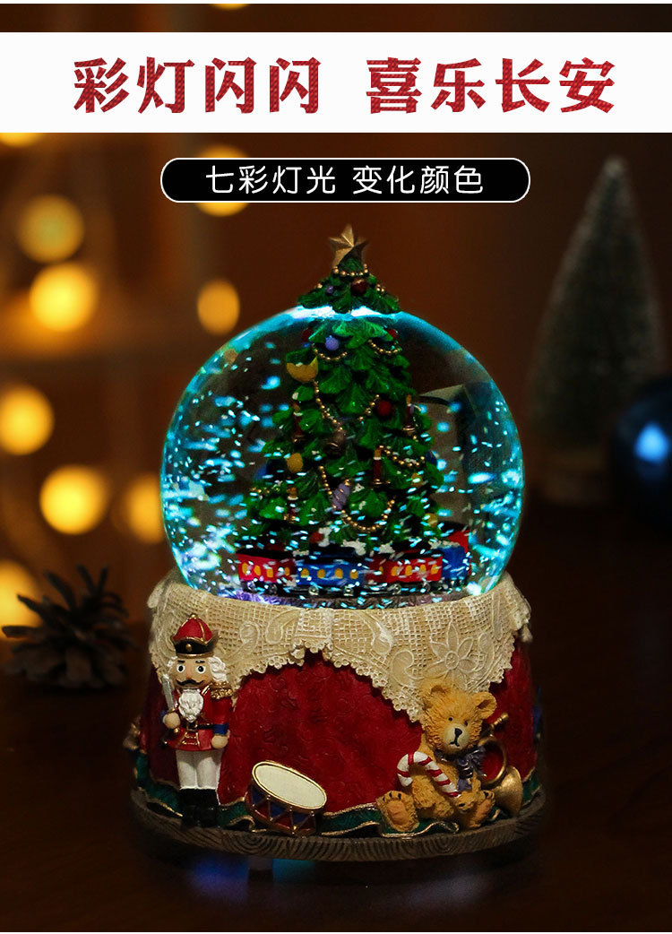 Customized light luxury music box, luminous crystal ball ornament, living room wine cabinet, Christmas tree, snowman, Christmas luminous decoration pic 4