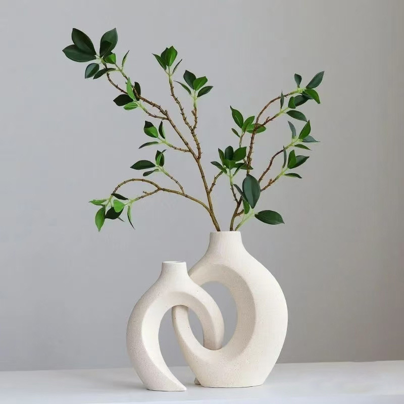 Nordic-style ceramic vases and flower arrangements, high-end and niche living room entrance hall home decoration vases and ceramic flower vases pic 4