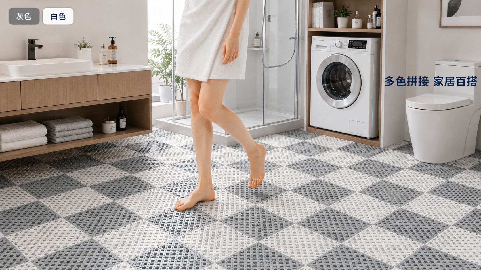 The bathroom is equipped with thickened PVC anti-slip floor MATS for bathing, waterproof foot MATS for toilets and swimming pools, and can be spliced with hydrophobic floor tiles pic 5