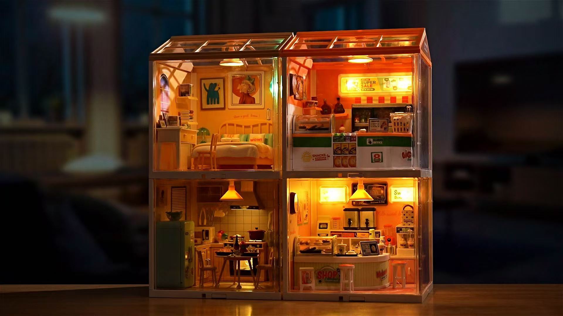 Jiale DIY Mini Building Scene of Big City and Small Town, Small house, Kitchen 3D building block model, student gift pic 3