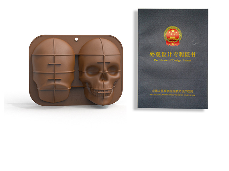 Silicone barbecue pan, large skull chocolate mold cake, skull head resin mask baking mousse pic 36