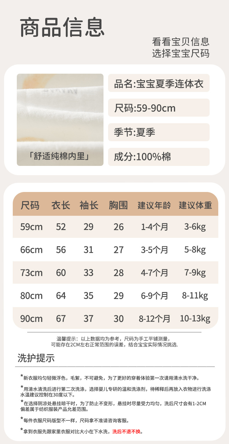 安阳婴童装新生儿连身衣 纯棉夏季薄款婴儿连体衣 爬爬服a类可爱宝宝衣服详情14