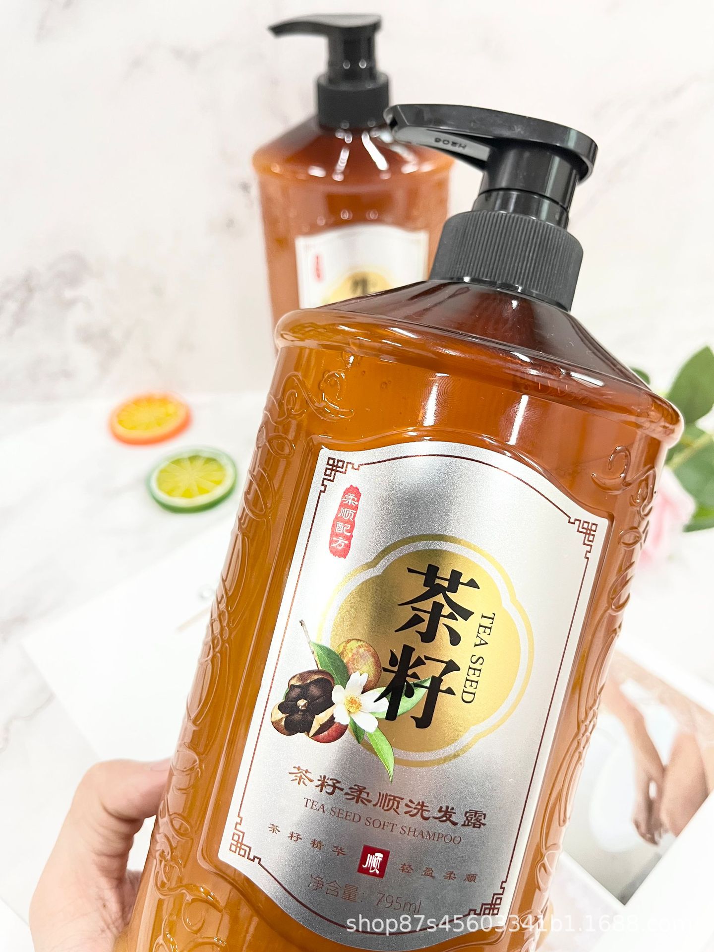 茶籽柔顺洗发露去屑止痒留香清洁头皮日用品家用洗发水代发批发详情4