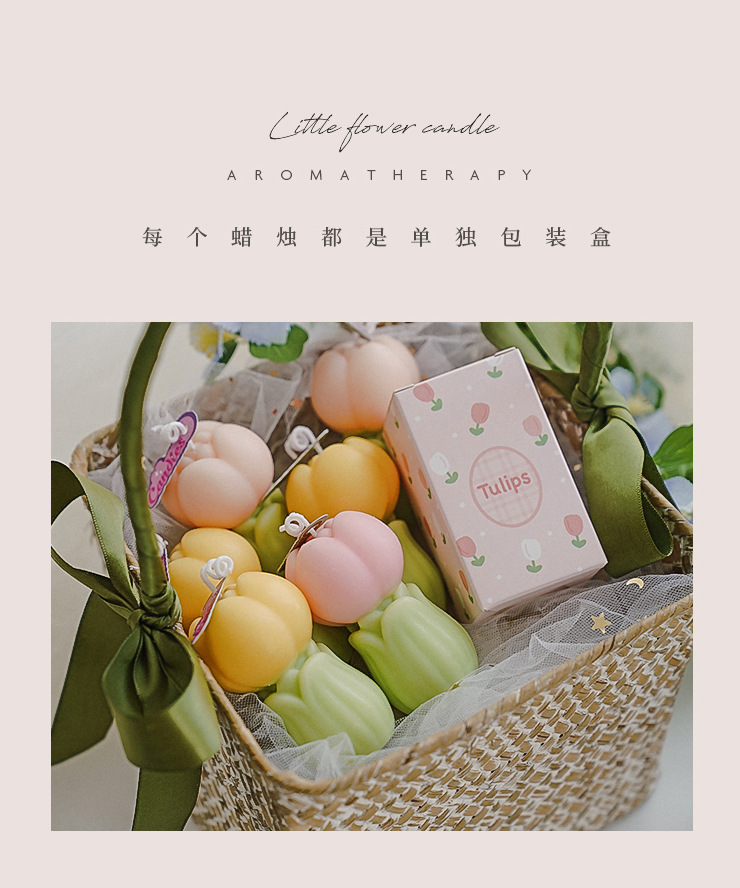 郁金香香薰蜡烛氛围感礼物手工香氛教师节伴手礼仿真花朵造型蜡详情10