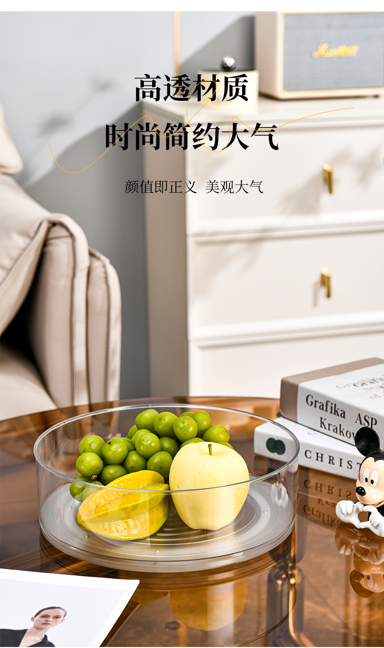 外贸PET化妆品护肤品客厅透明桌面果盘零食糖果盒坚果旋转收纳盒详情11