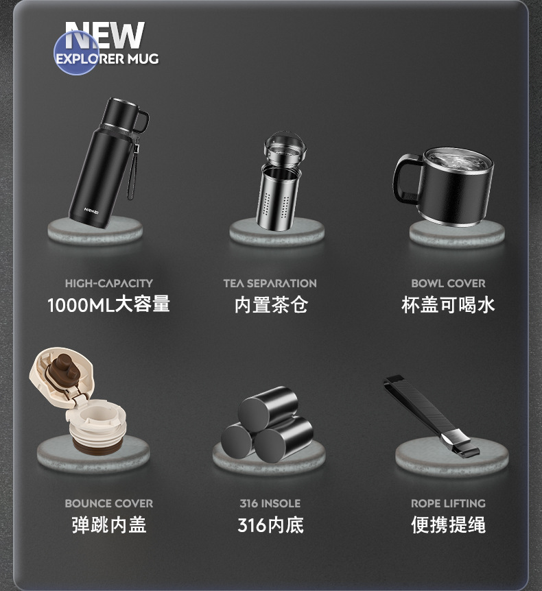 316不锈钢保温杯男款大容量1000ml便携泡茶杯子水壶高档大号水杯详情4
