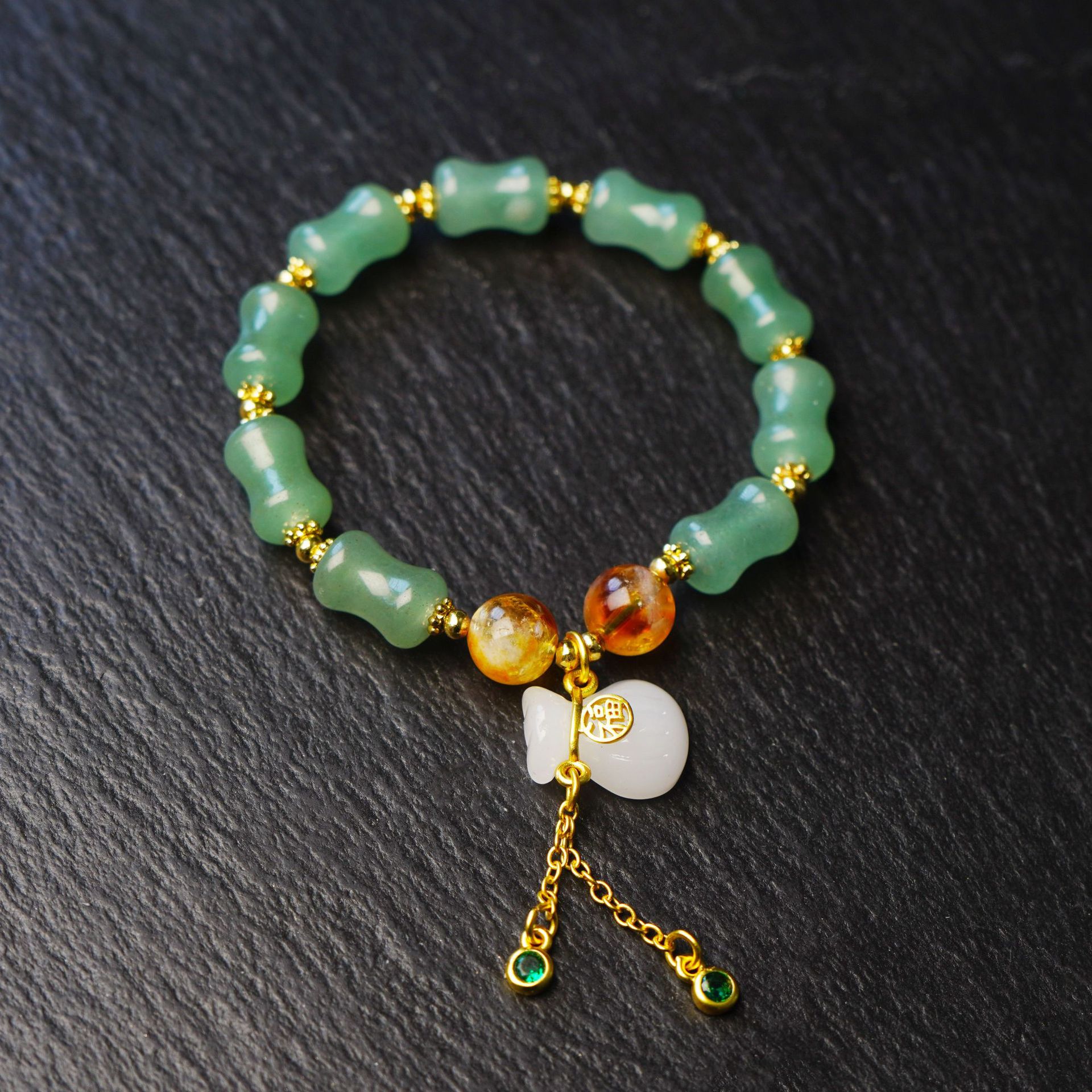 New natural golden thread jade Joint promotion bracelet for women, Tianshan Green Bamboo joint money bag bracelet, jewelry for women who have passed the college entrance examination pic 16