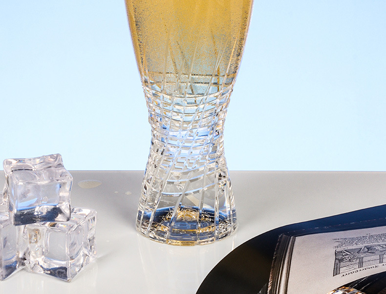 Czech imported Crystalex crystal hand-carved beer mug, simple carved high cup, light luxury classical cup pic 13