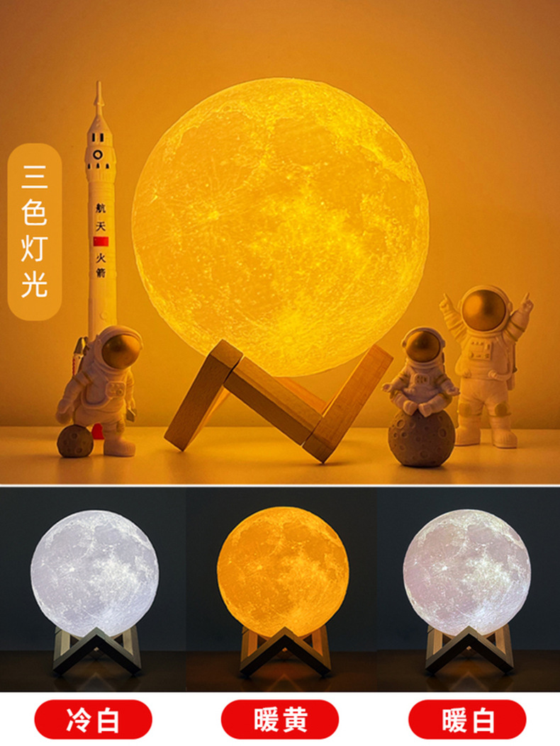 PVC月球灯diy星空月球灯USB充电3d小夜灯LED台灯氛围灯遥控灯批发详情2