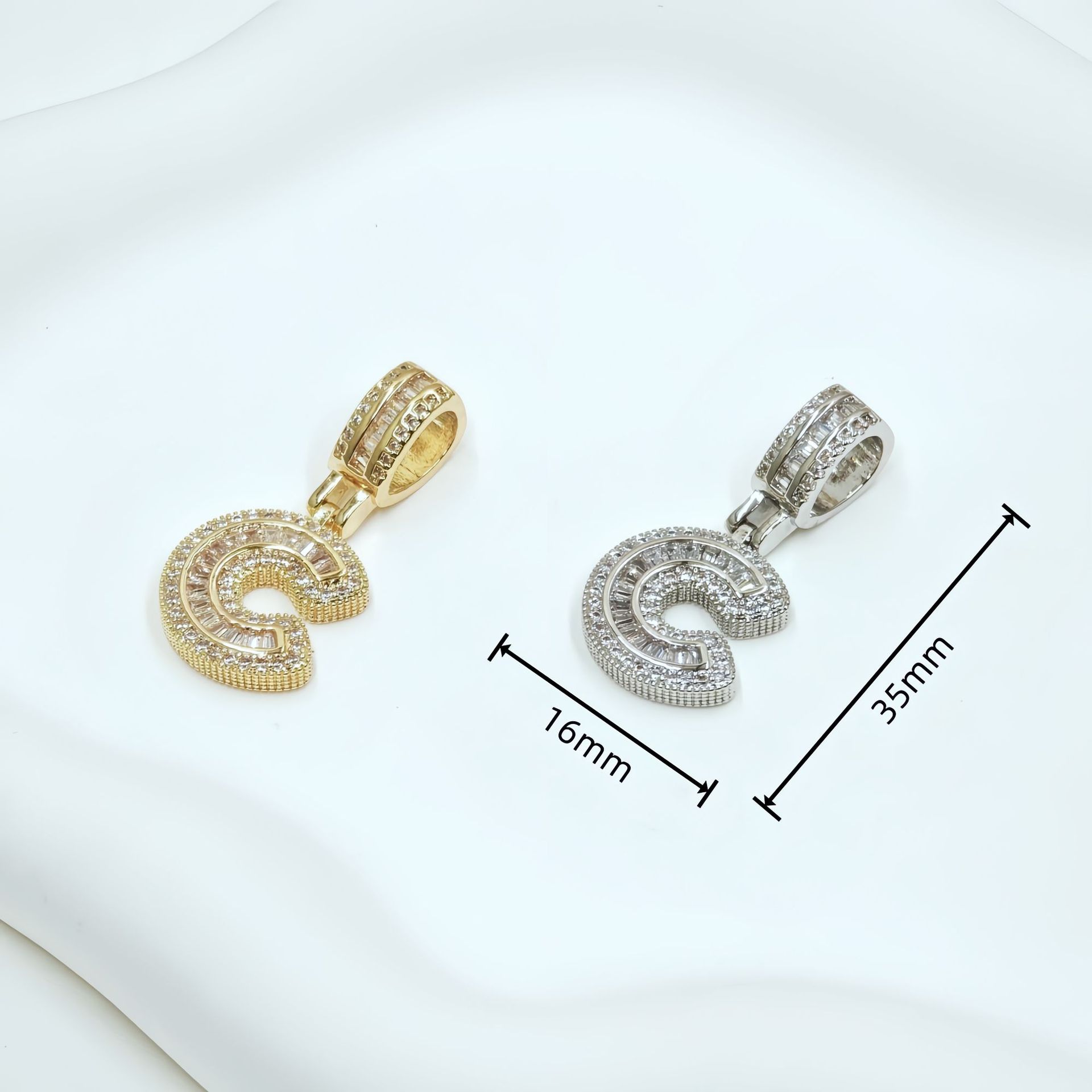 跨境欧美热卖铜镶锆石时尚个性嘻哈26个冰糖字母吊坠项链饰品批发详情12