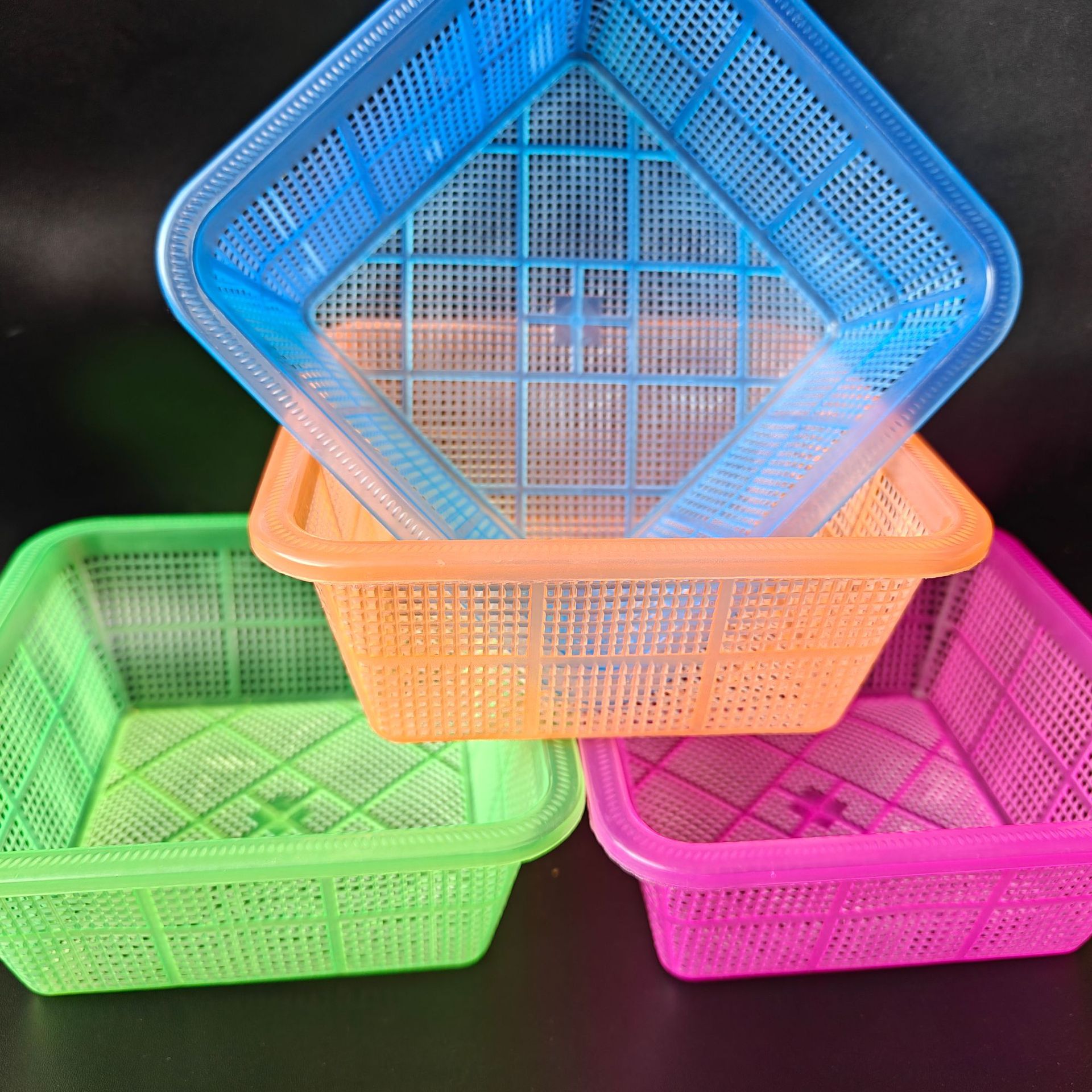 【 Zone 2-2 】 Square rice basket 400 yuan per piece, square rice basket, household retail storage, fruit basket, fruit basket, kitchen vegetable washing, colored basket, 2 yuan pic 6