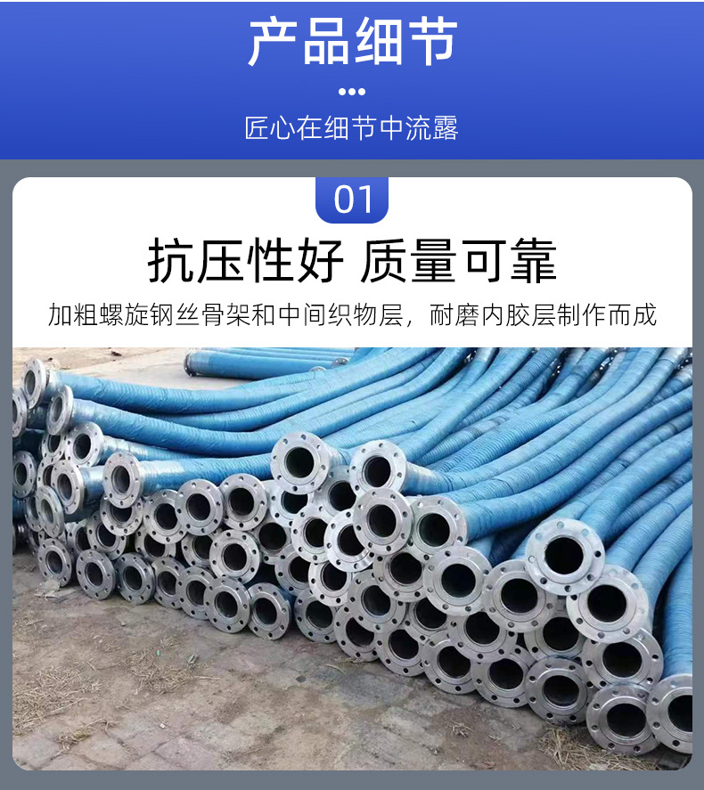 大口径法兰式钢丝骨架缠绕胶管耐油耐高压抽沙排污钢丝液压管详情5