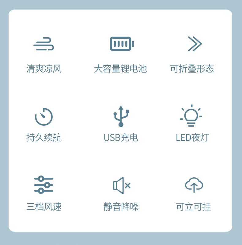 The new desktop folding fan is multi-functional with LED lights, supports a phone stand, usb charging and can be wall-mounted pic 2