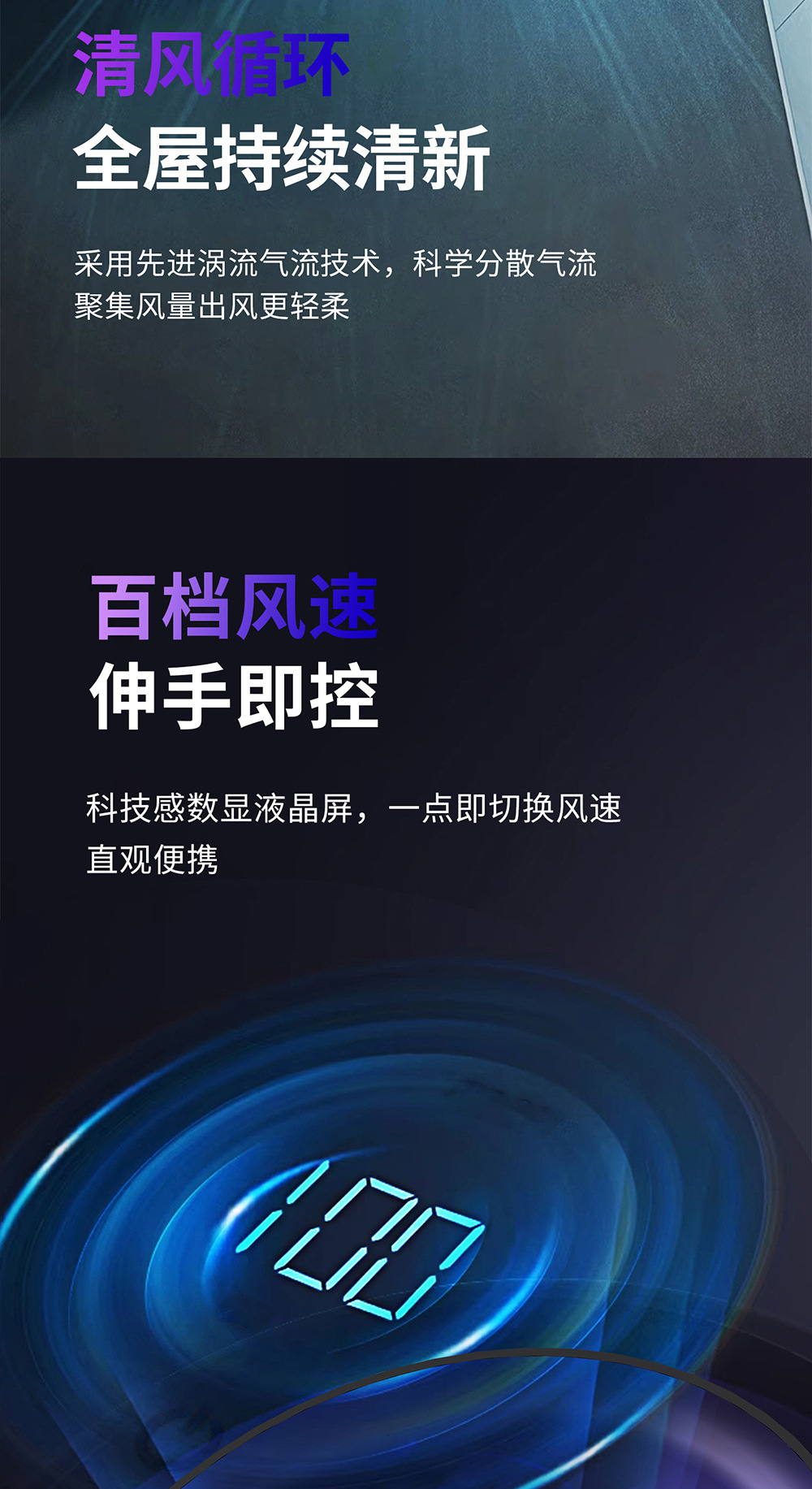 跨境循环扇风扇家用静音数显涡轮小风扇充电遥控壁挂台式小电风扇详情4