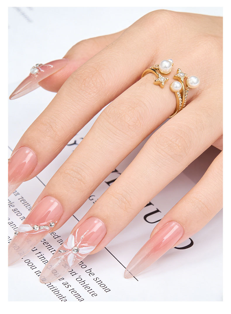 Light luxury starlight pearl open ring, copper alloy slightly inlaid zircon, high-end feel, adjustable index finger ring, stackable ring pic 7