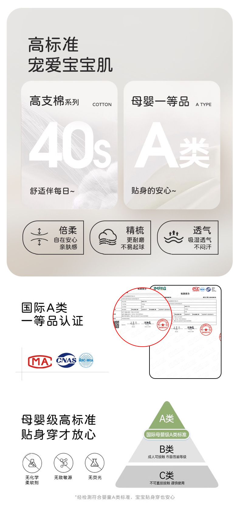 春秋纯棉A类婴儿连体衣0-3-6个月打底爬服哈衣宝宝罩衣详情10