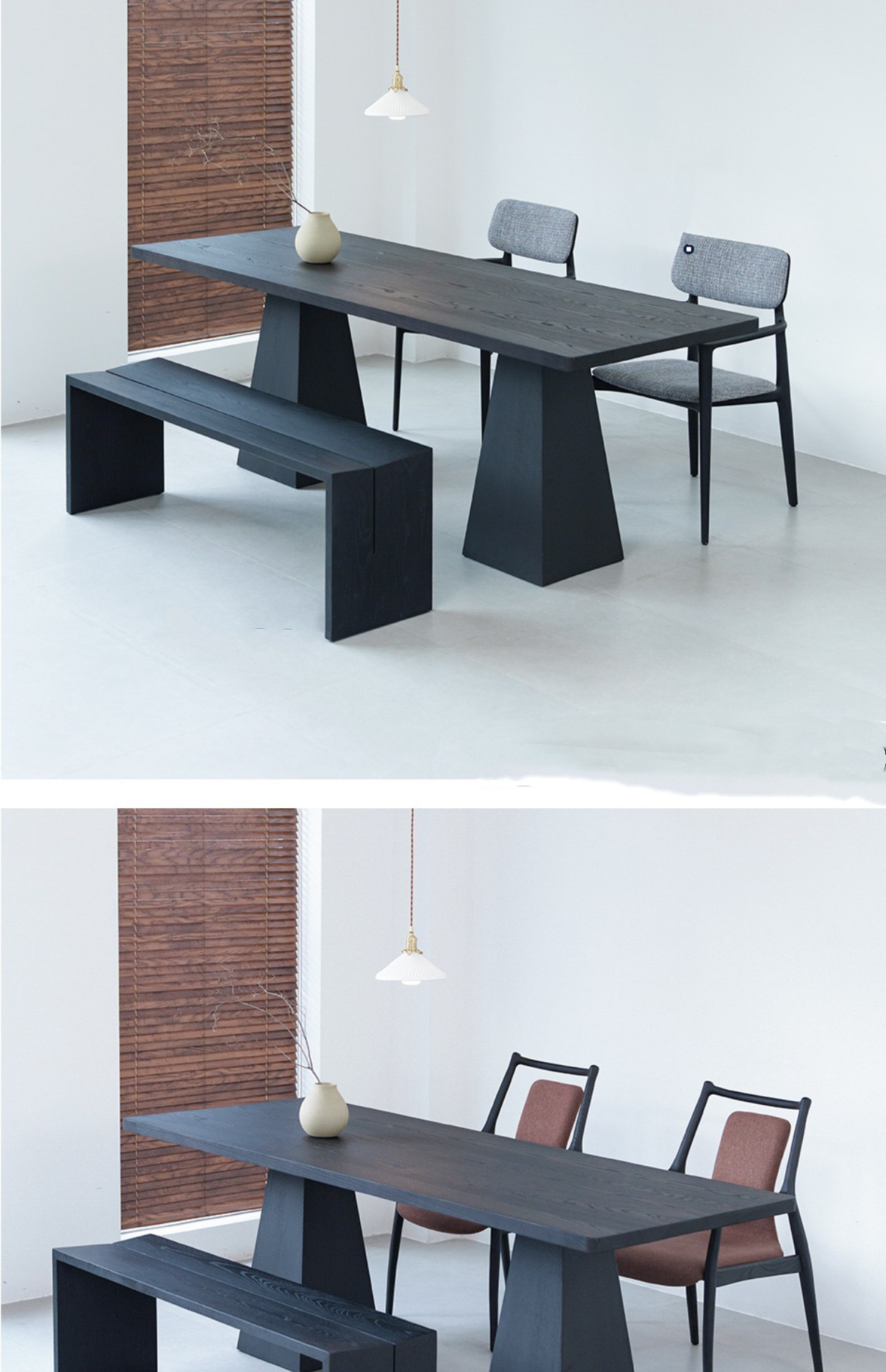 侘寂风日式黑色实木餐桌白蜡木饭桌长桌子家用长方形书桌极简餐桌餐厅桌办公桌大气时尚坚固木质配套办公用品详情13