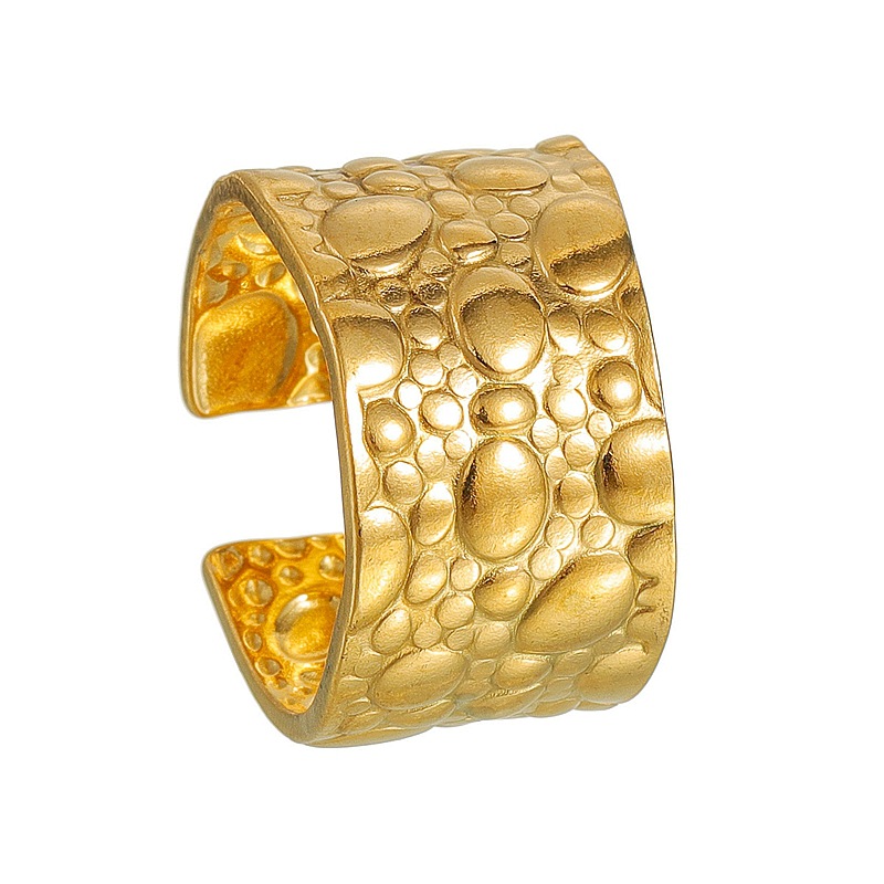 Cross-border fashion stainless steel jewelry, niche design geometric shape hydraulic three-dimensional open titanium steel ring pic 6