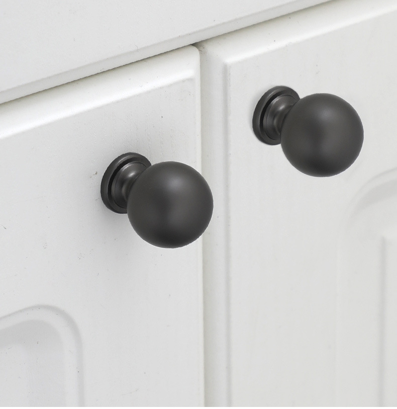 轻奢意式实心柜门圆形单孔拉手金色黑色法式简约橱柜衣柜抽屉把手详情7