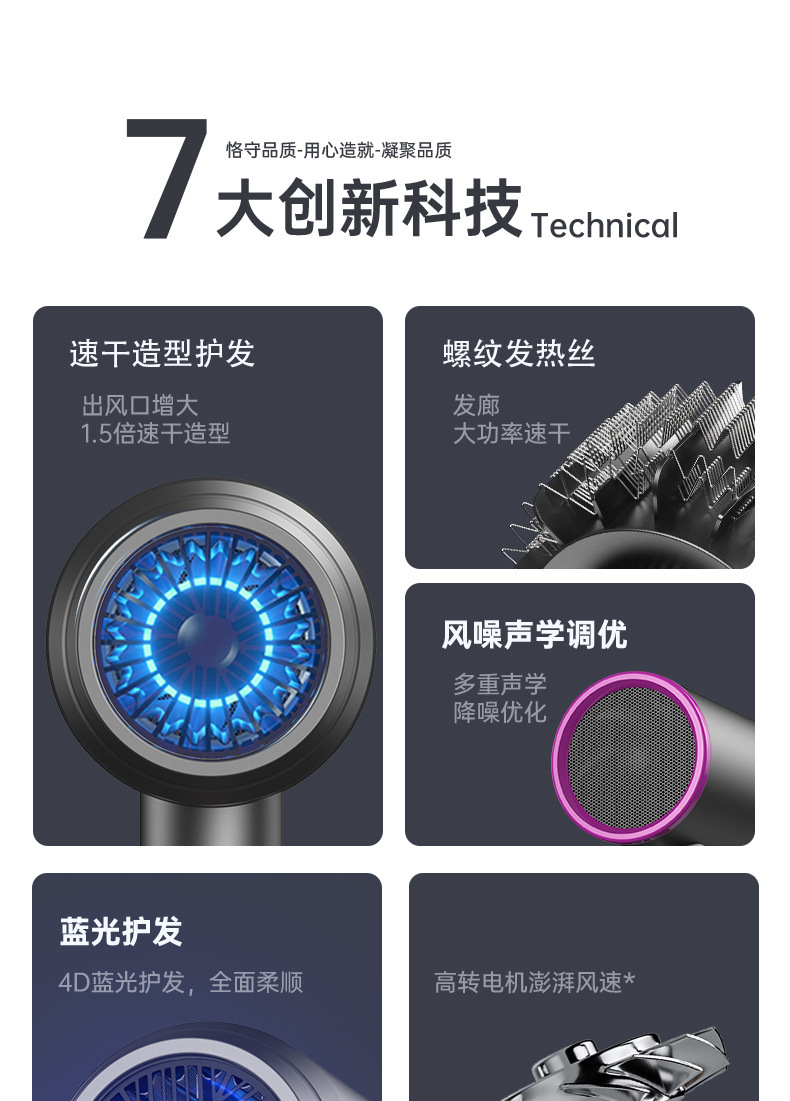 2024新款大功率电吹风机负离子护发理发店廊家用学生宿舍速干静音详情5
