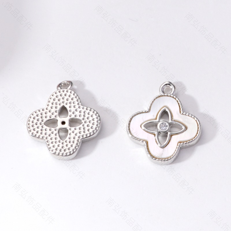 18k real gold color retention, zirconium-inlaid natural mother-of-pearl four-leaf clover pendant, diy handcrafted jewelry, bracelet, necklace accessory pic 10