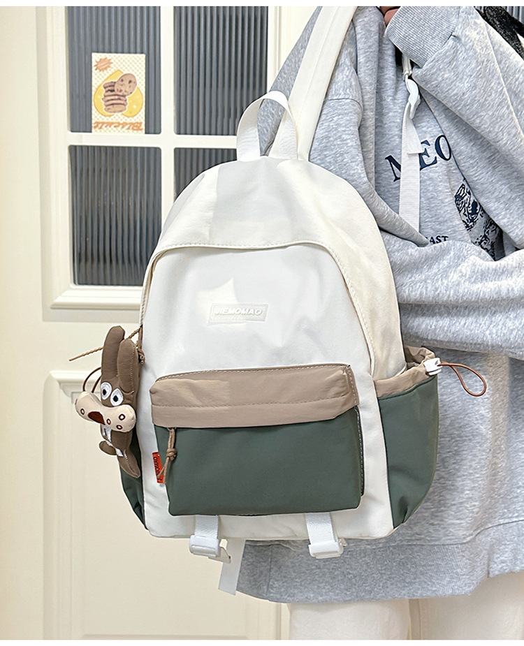 跨境新款学院风百搭双肩包初高中学生上课书包撞色洋气轻便双背包详情26