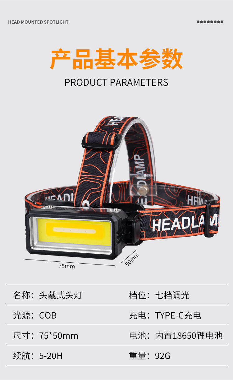 Faros recargables al aire libre pantalla inteligente running fishing faros LED luz fuerte faros luz ligera pic 2